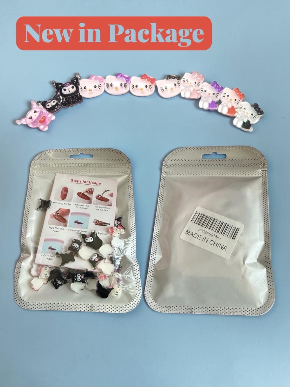 🎀 Kawaii Kitty 3D Resin Nail Charms – Assorted Nail Art Decorations (Sealed Bag)